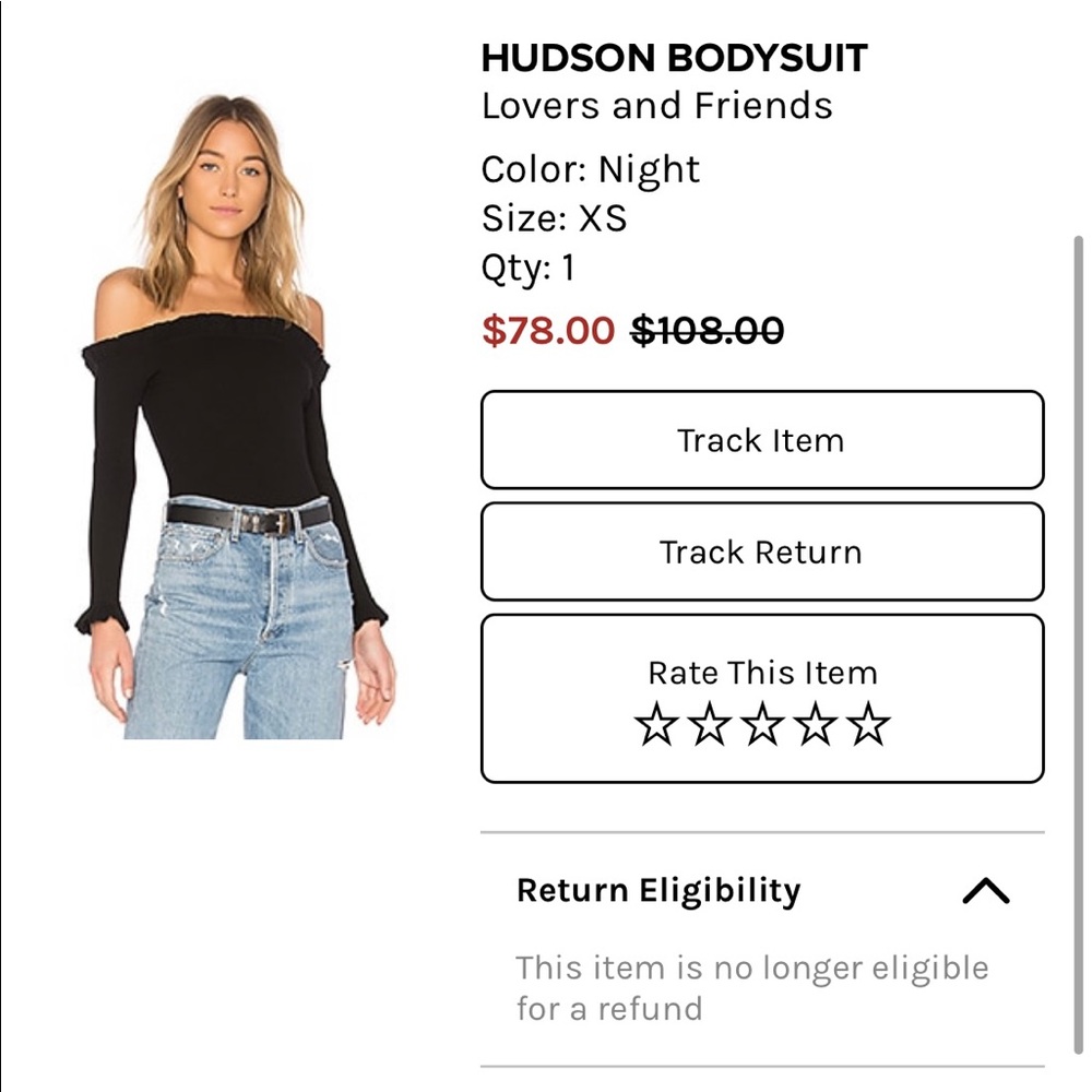 Lovers and friends xs bodysuit